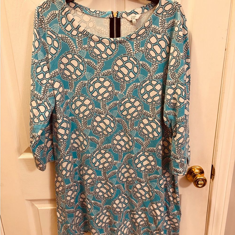 Crown & Ivy Blue and White Patterned Mini Dress